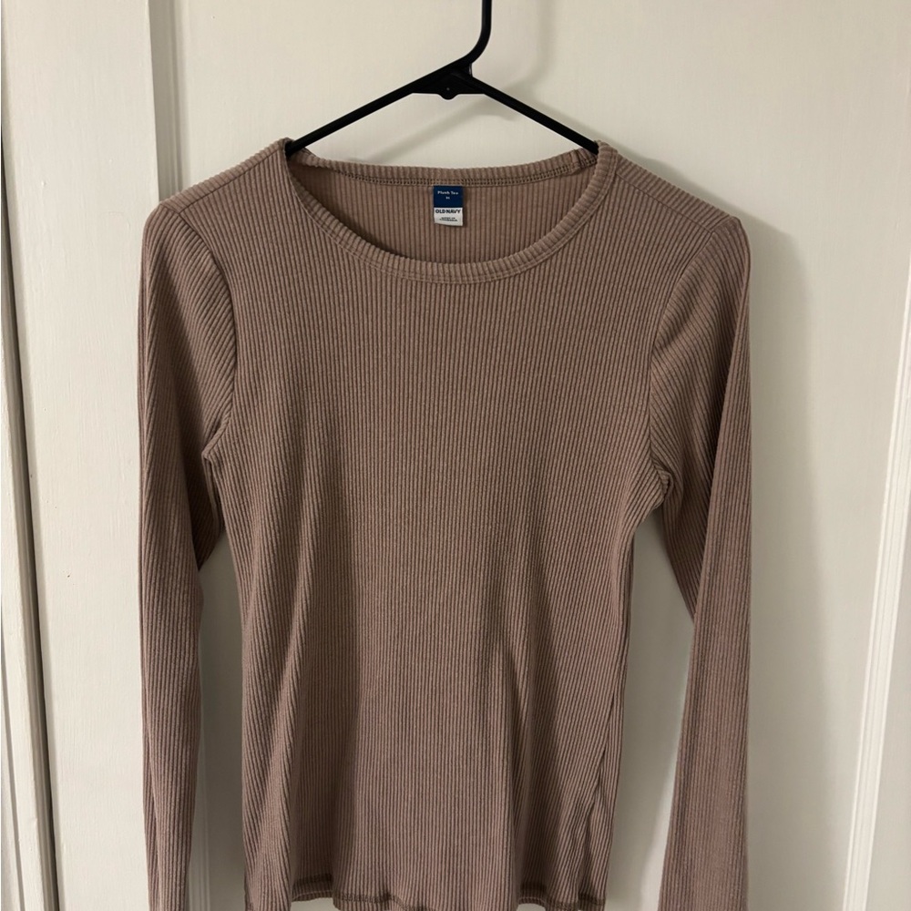 Old Navy Ribbed Long Sleeve Top - Taupe